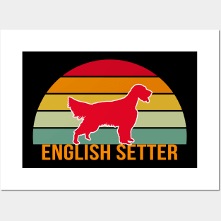 English Setter Vintage Silhouette Posters and Art